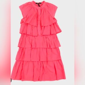 #234 BCBGMaxAzria Pink Ruffled Midi Dress